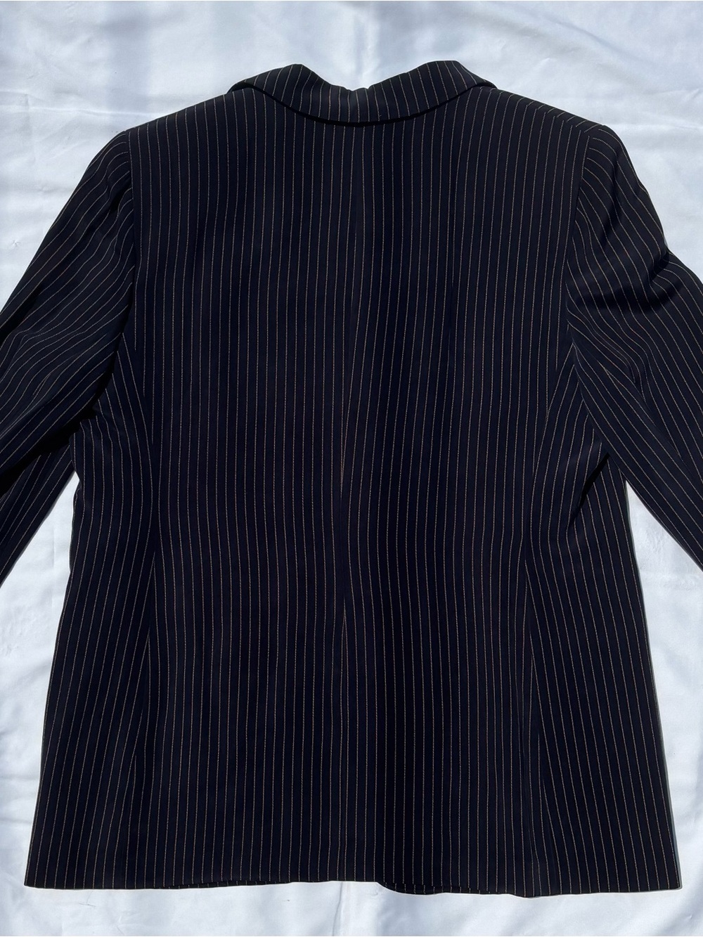Vintage Ralph Lauren 100% Silk Navy Pinstripe Blazer Jacket 14W EUC - Picture 4 of 8